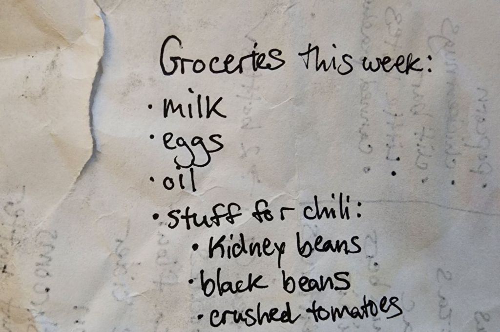 I found a grocery list by my&nbsp;driveway.